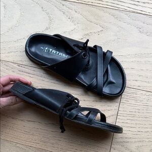 Birkenstock Tatami Black Leather Slip-On Sandals 8